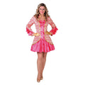 Burlesque Brokaat Jas Met Ruches Roze Vrouw