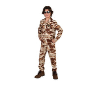Op deze afbeelding zie je een Kostuums, van het merk Magic By Freddy's. Operatie Desert Storm Woestijn Camouflage Kind Kostuum