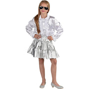 Op deze afbeelding zie je een Kostuums, van het merk Magic By Freddy's. Zilveren Folie Glamour En Glitter Rok Meisje
