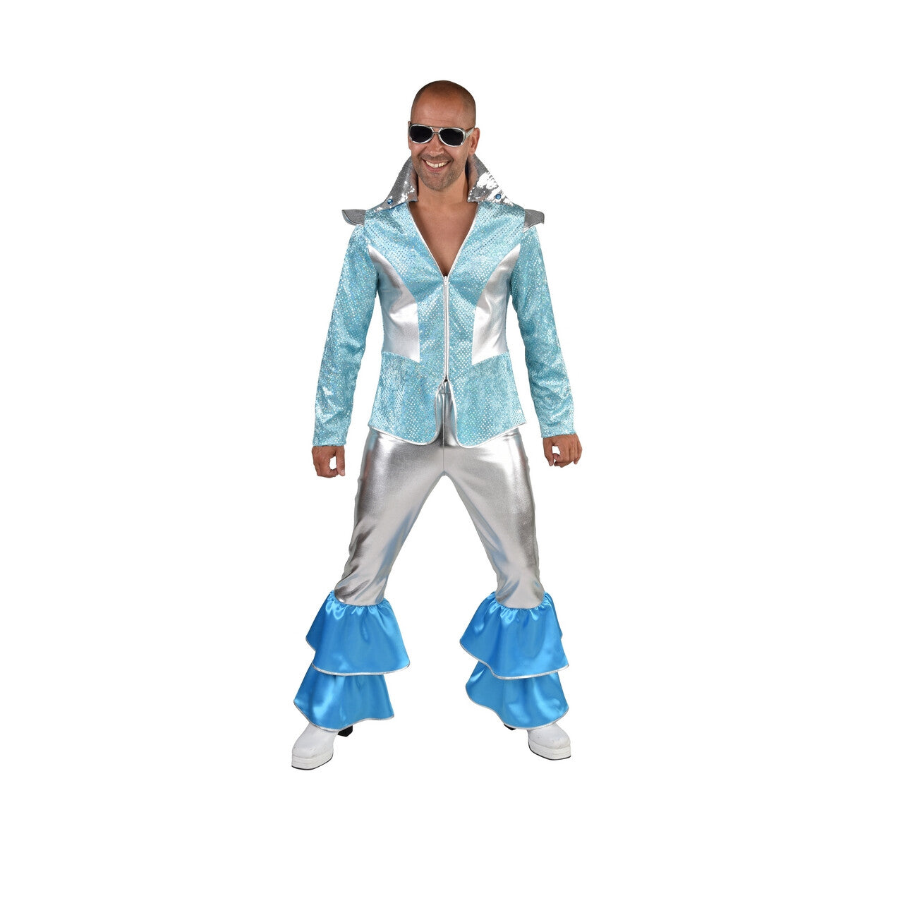 Op deze afbeelding zie je een Kostuums, van het merk Magic By Freddy's. Does Your Mother Know Dancing King Abba Man Kostuum