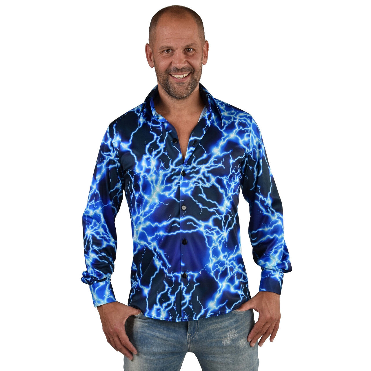 Op deze afbeelding zie je een Kostuums, van het merk Magic By Freddy's. Donder En Bliksem Blauwe Blouse Man