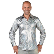 Op deze afbeelding zie je een Kostuums, van het merk Magic By Freddy's. Zilveren Space Disco Blouse Man