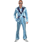 Op deze afbeelding zie je een Kostuums, van het merk Magic By Freddy's. Mr Fine Stripe Jaren 70 Pak Blauw Man