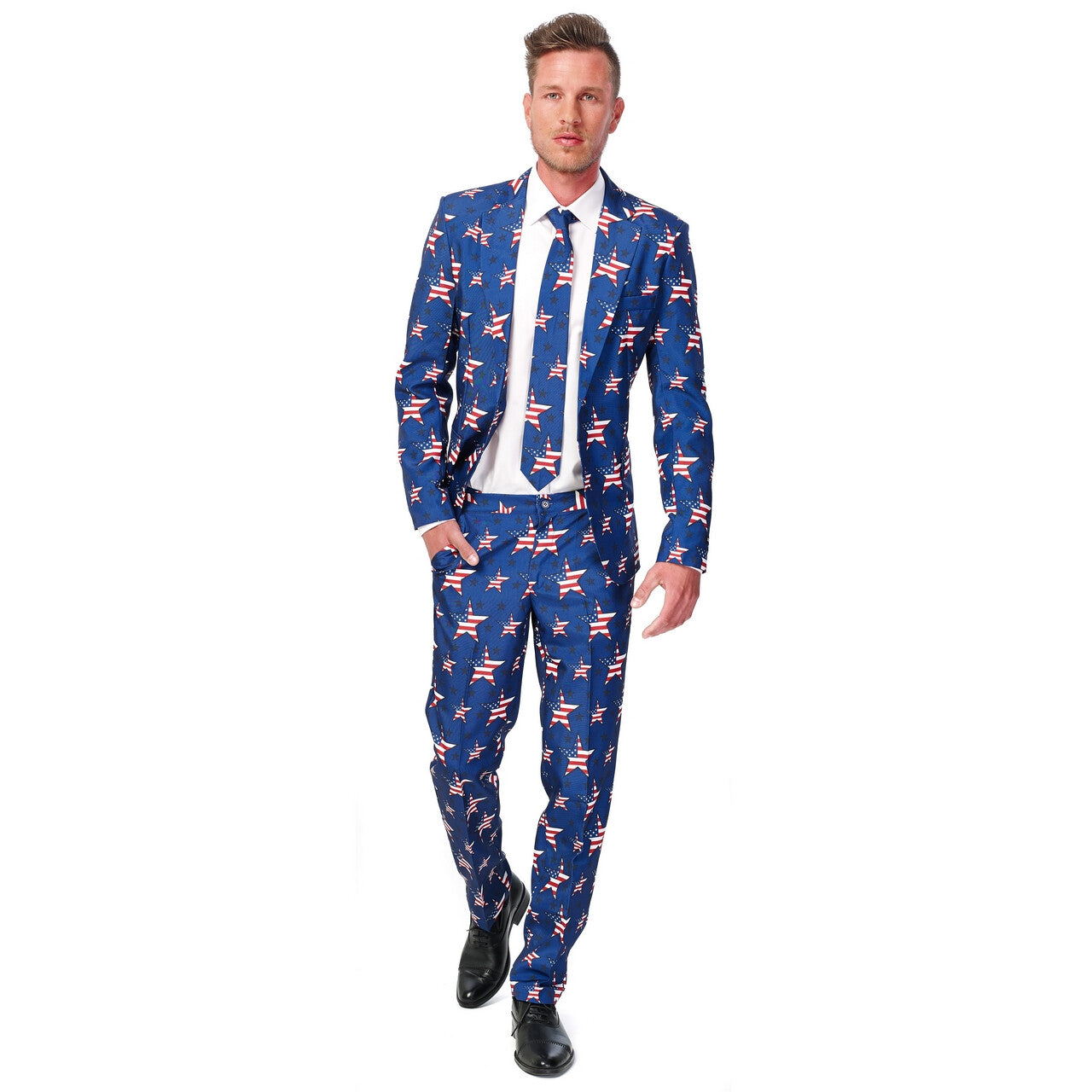 Op deze afbeelding zie je een Kostuums, van het merk Suitmeister. Showman USA Stars And Stripes Suitmeister Kostuum