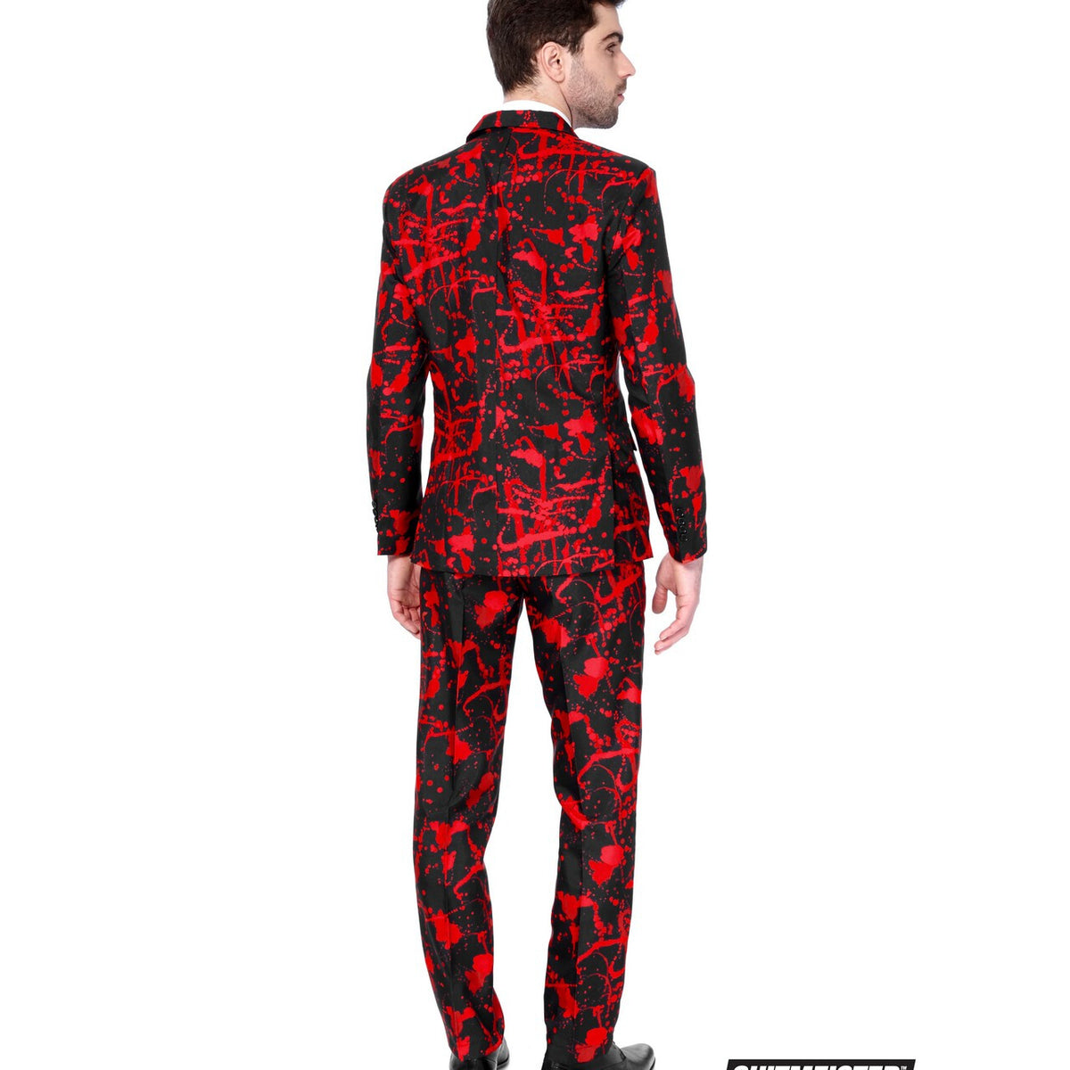 Op deze afbeelding zie je een Kostuums, van het merk Suitmeister. Bloody Killer Moordenaar Opposuit Man Kostuum