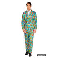 Retro Blauw Jaren 90 Symbolen Man Kostuum