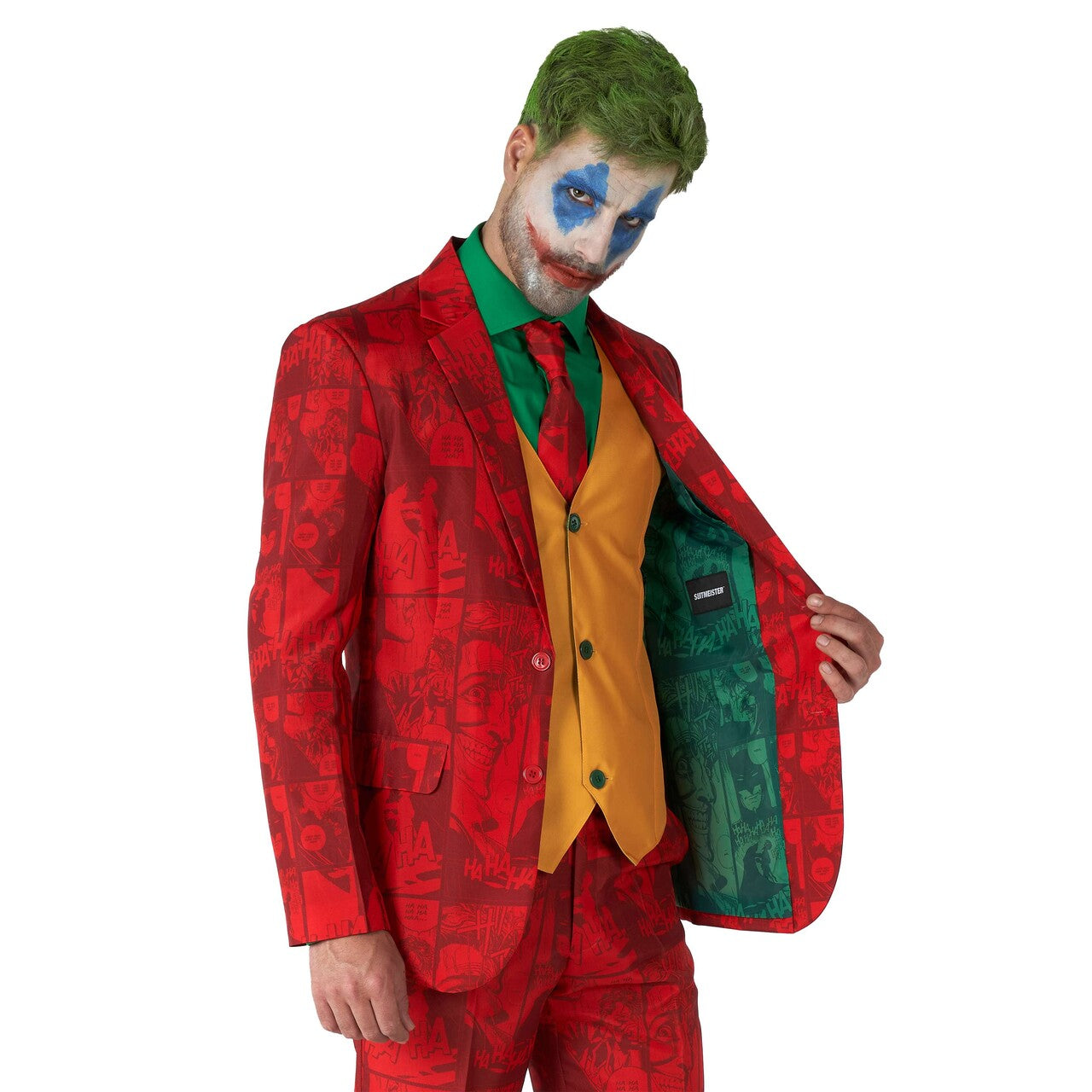 Op deze afbeelding zie je een Kostuums, van het merk Suitmeister. Scarlet Joker™ Man Kostuum