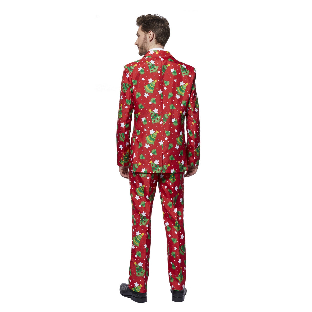 Op deze afbeelding zie je een Kostuums, van het merk Suitmeister. Christmas Trees Stars Rood Man Kostuum