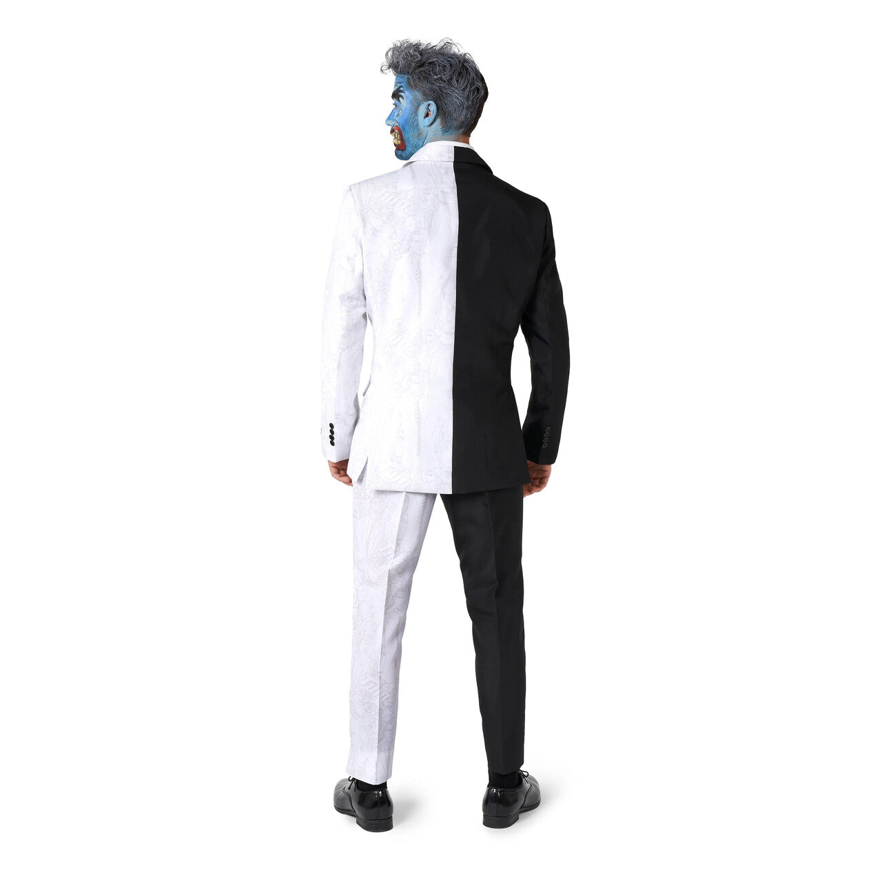 Op deze afbeelding zie je een Kostuums, van het merk Suitmeister. Black Or White Two Face Man Kostuum