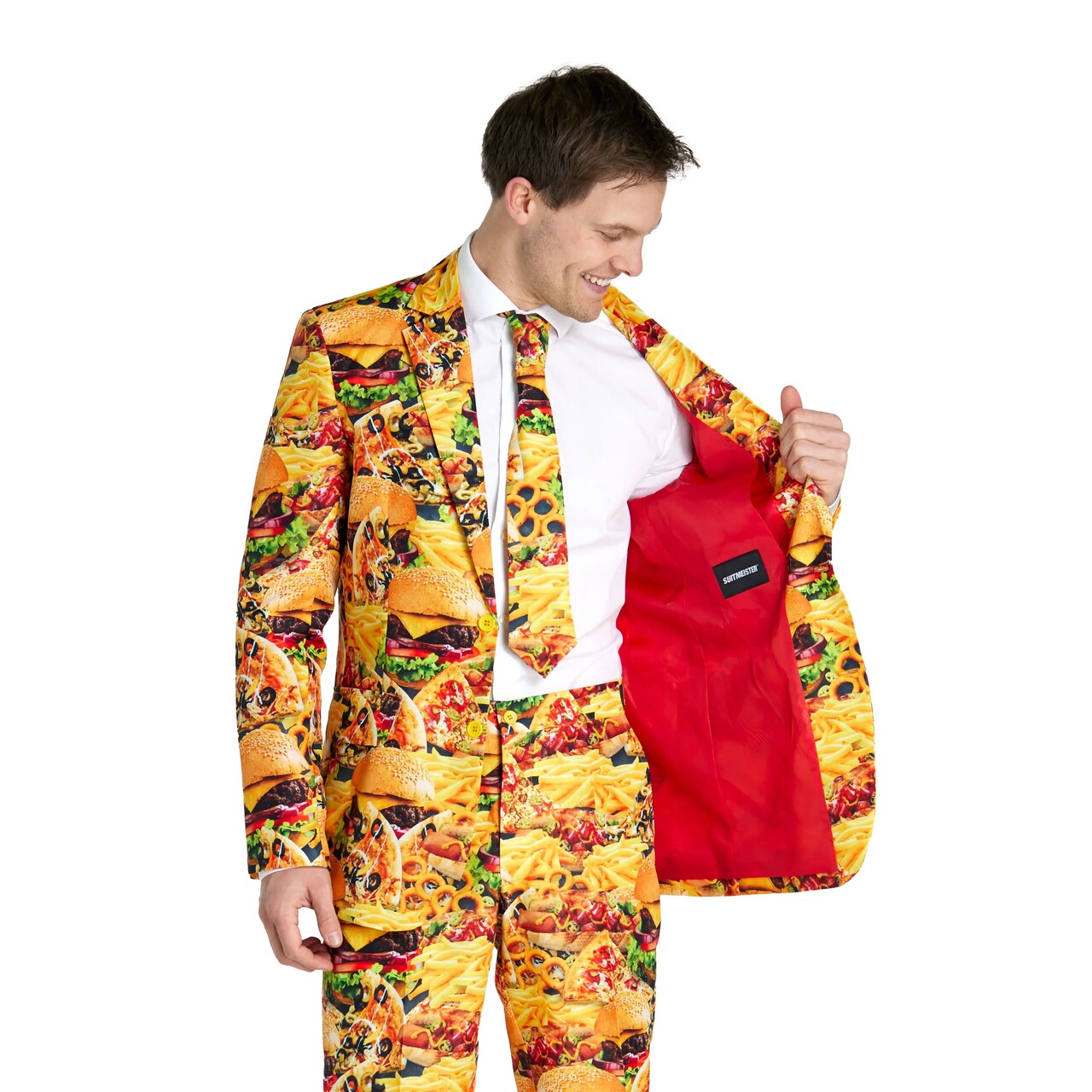 Op deze afbeelding zie je een Kostuums, van het merk Suitmeister. Deluxe Snack Meister Man Kostuum
