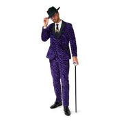 Op deze afbeelding zie je een Kostuums, van het merk Suitmeister. Purple Pimp Tiger Soft Fleece Man Kostuum