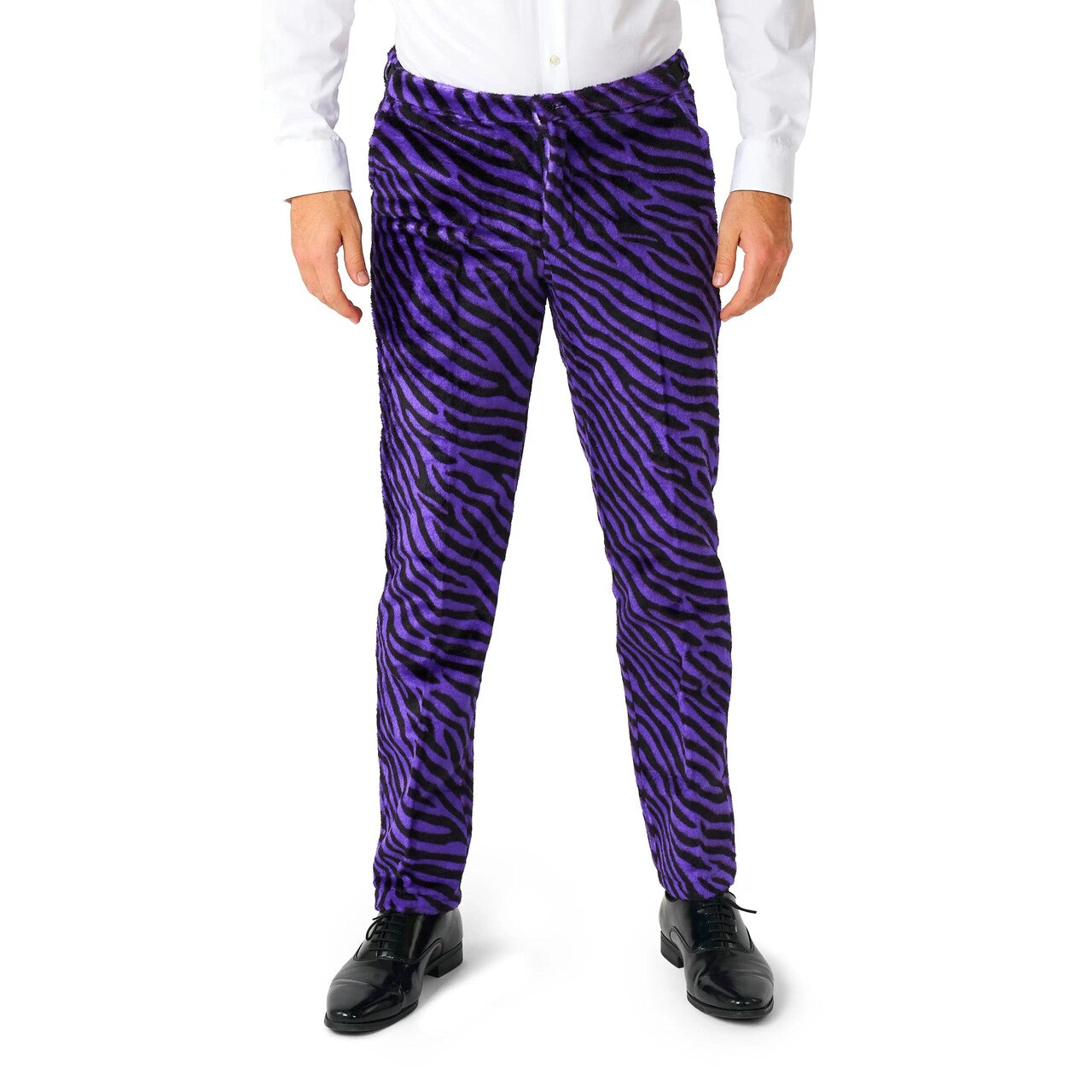 Op deze afbeelding zie je een Kostuums, van het merk Suitmeister. Purple Pimp Tiger Soft Fleece Man Kostuum