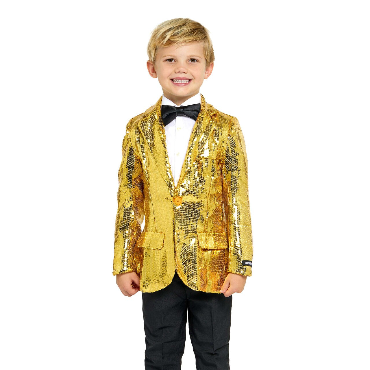 Op deze afbeelding zie je een Kostuums, van het merk Suitmeister. Boys Sequin Gold Jongen Kostuum