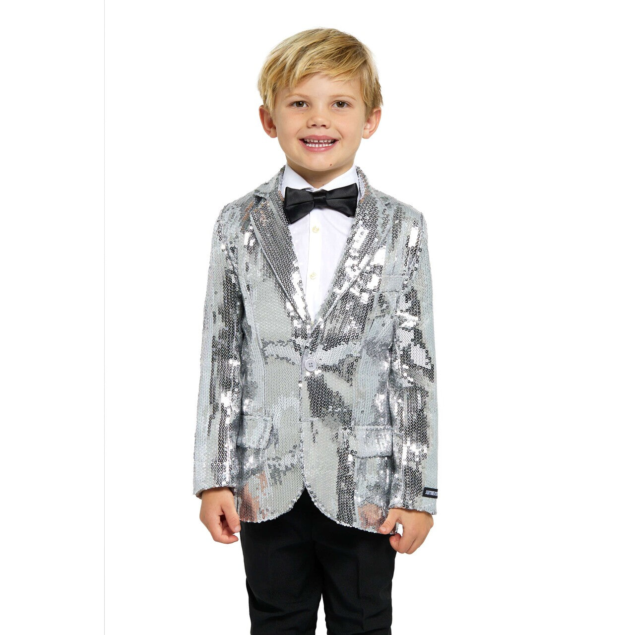 Op deze afbeelding zie je een Kostuums, van het merk Suitmeister. Boys Sequin Silver Jongen Kostuum