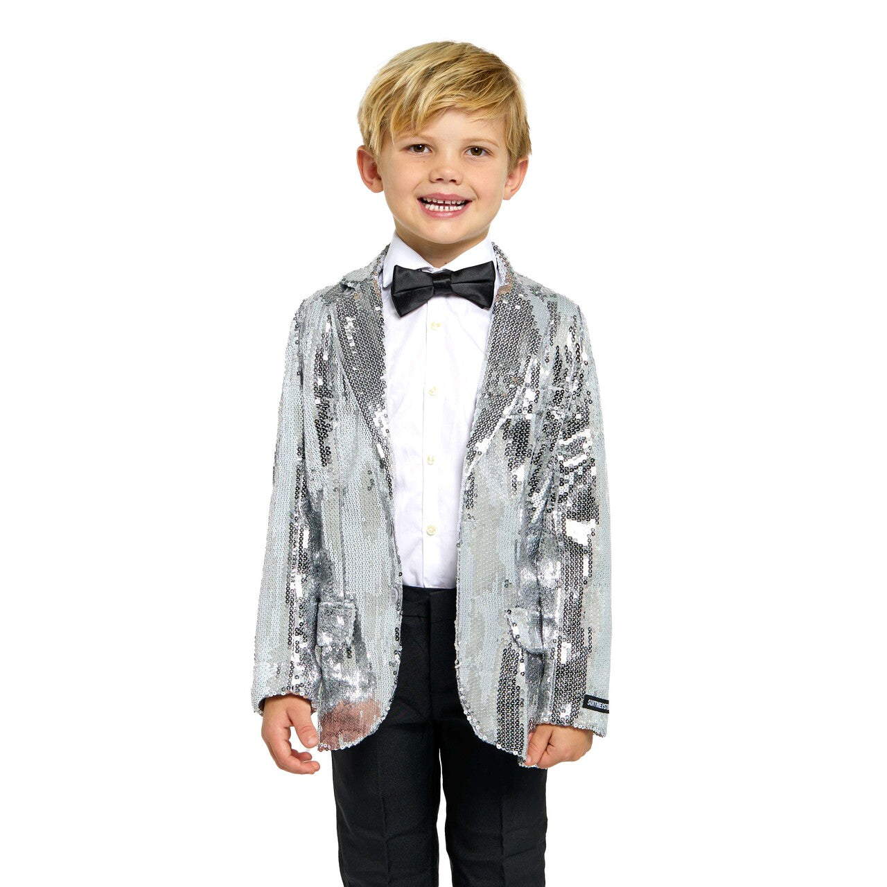 Op deze afbeelding zie je een Kostuums, van het merk Suitmeister. Boys Sequin Silver Jongen Kostuum