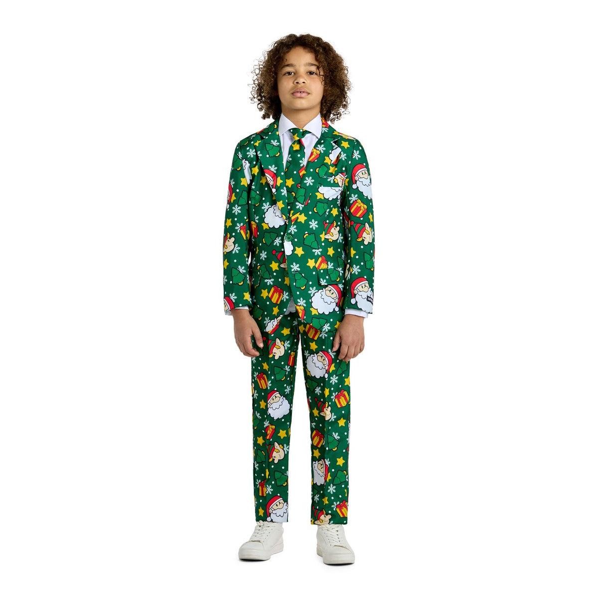 Op deze afbeelding zie je een Kostuums, van het merk Suitmeister. Boys Santa Elves Green Jongen Kostuum