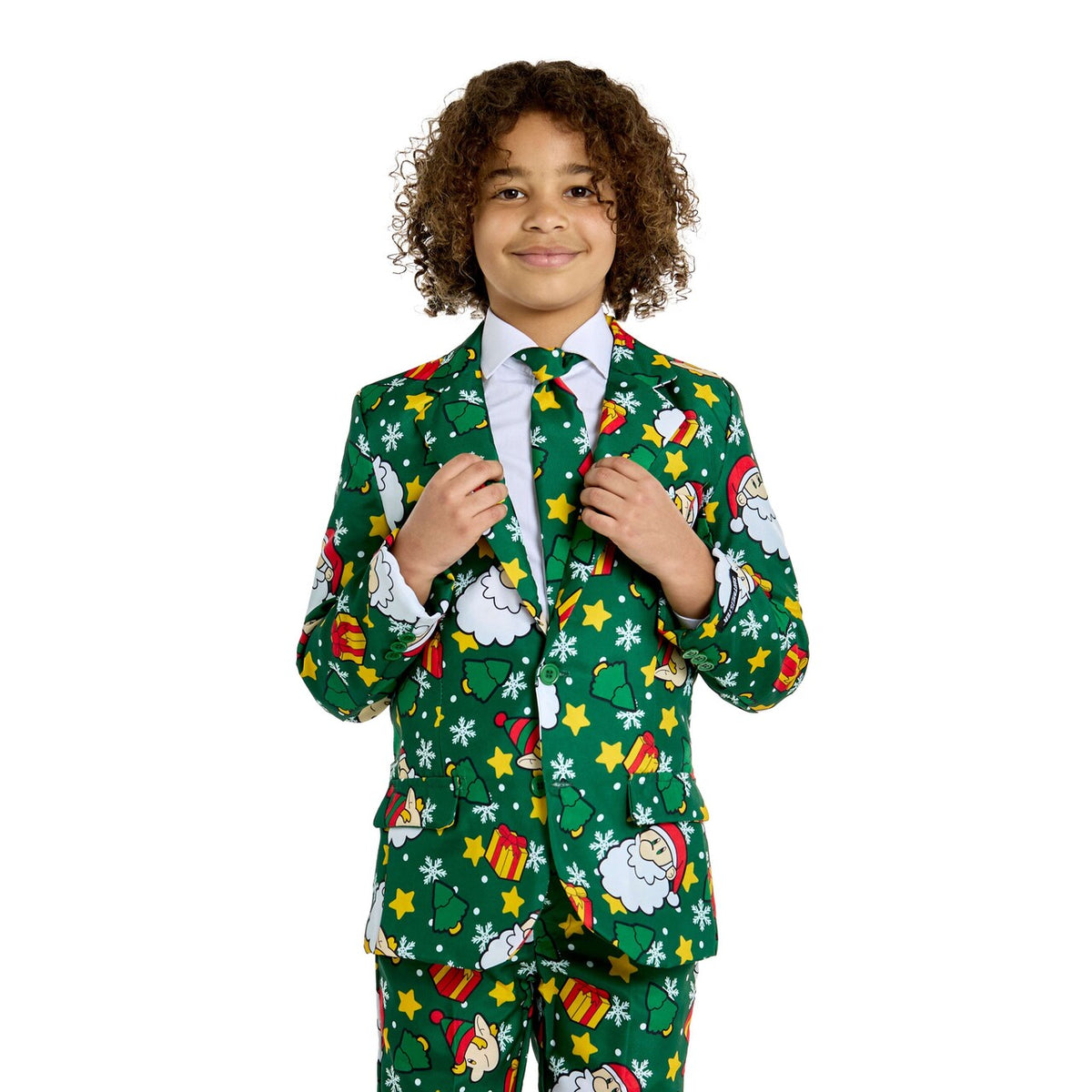 Op deze afbeelding zie je een Kostuums, van het merk Suitmeister. Boys Santa Elves Green Jongen Kostuum