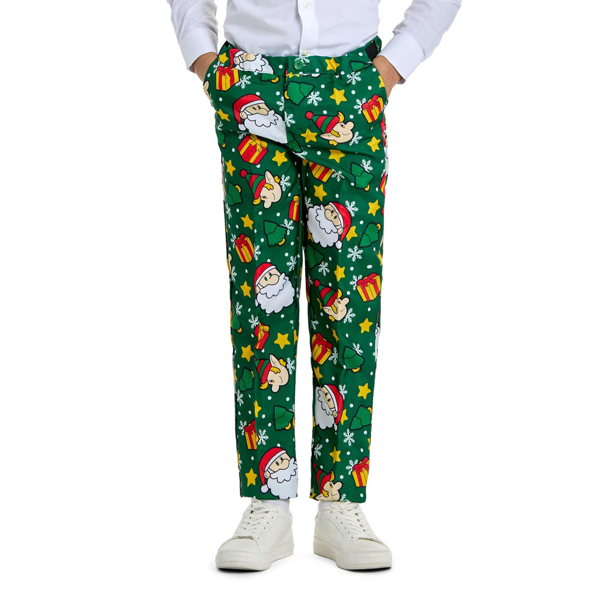 Op deze afbeelding zie je een Kostuums, van het merk Suitmeister. Boys Santa Elves Green Jongen Kostuum