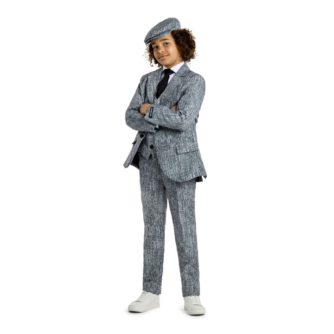 Op deze afbeelding zie je een Kostuums, van het merk Suitmeister. Boys 20s Gangster Grey Jongen