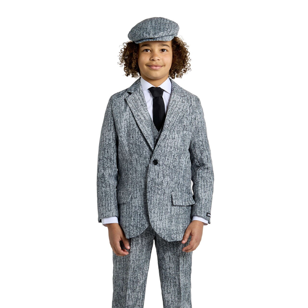 Op deze afbeelding zie je een Kostuums, van het merk Suitmeister. Boys 20s Gangster Grey Jongen