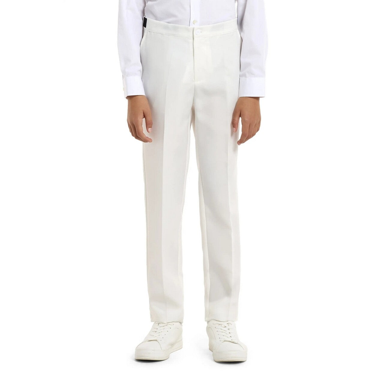 Op deze afbeelding zie je een Kostuums, van het merk Opposuits. Solid White Party Jongen Kostuum