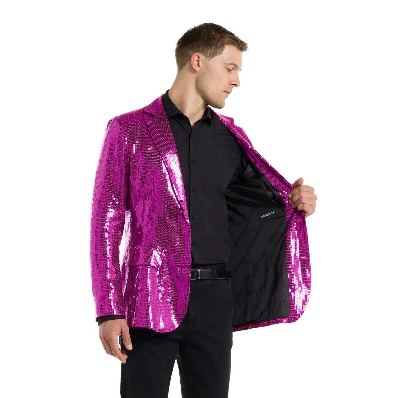 Op deze afbeelding zie je een Kostuums, van het merk Opposuits. Sequins Pink Blazer Man