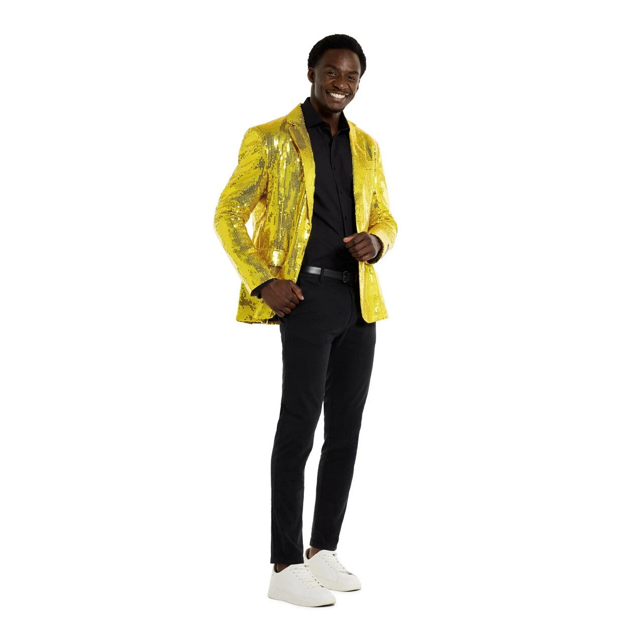 Op deze afbeelding zie je een Kostuums, van het merk Opposuits. Sequins Yellow Blazer Man