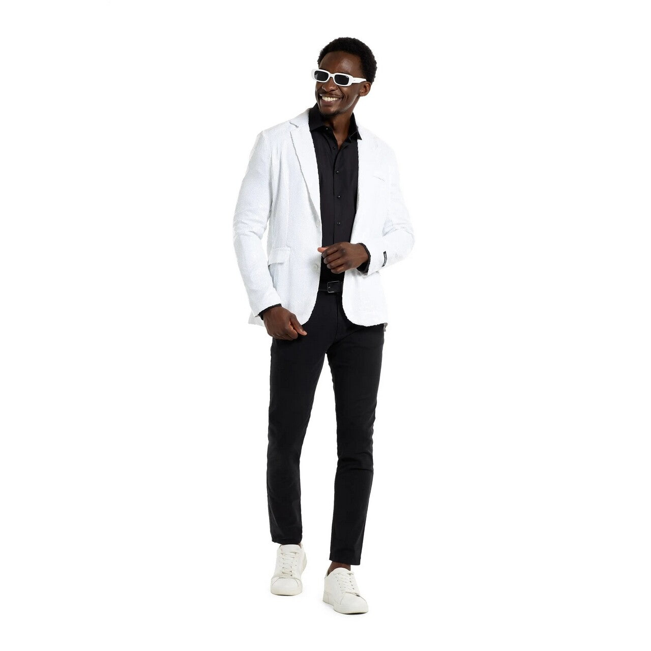 Op deze afbeelding zie je een Kostuums, van het merk Opposuits. Sequins White Blazer Man