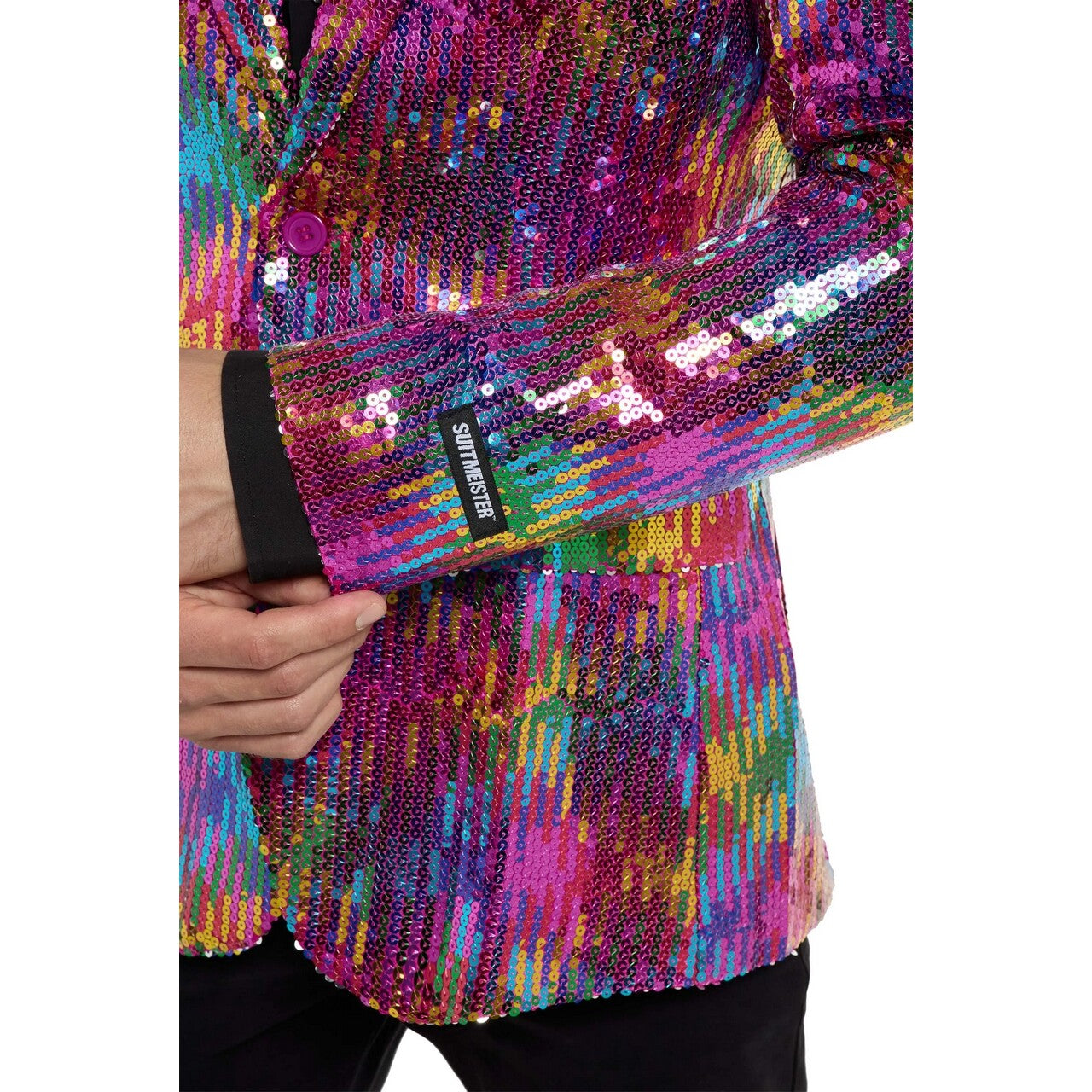 Op deze afbeelding zie je een Kostuums, van het merk Opposuits. Sequins Rainbow Blazer Man