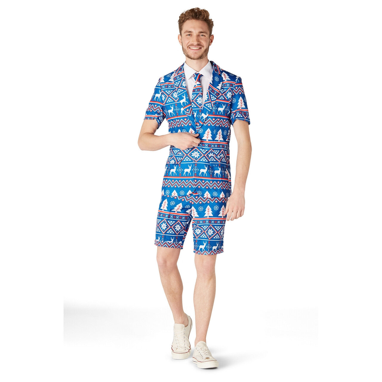 Op deze afbeelding zie je een Kostuums, van het merk Suitmeister. Zomer Christmas Blue Nordic Suitmeister Short Man Kostuum
