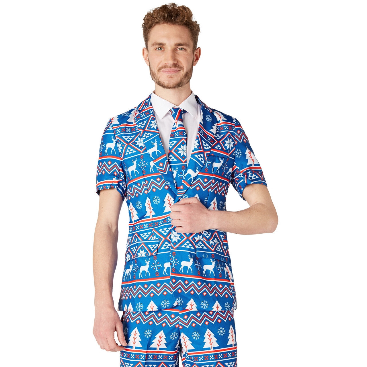 Op deze afbeelding zie je een Kostuums, van het merk Suitmeister. Zomer Christmas Blue Nordic Suitmeister Short Man Kostuum