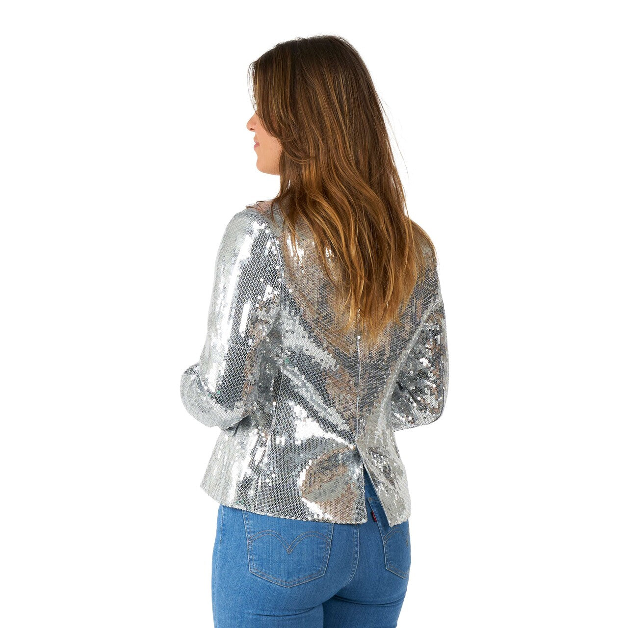 Op deze afbeelding zie je een Kostuums, van het merk Suitmeister. Wmns Sequins Silver Vrouw Kostuum