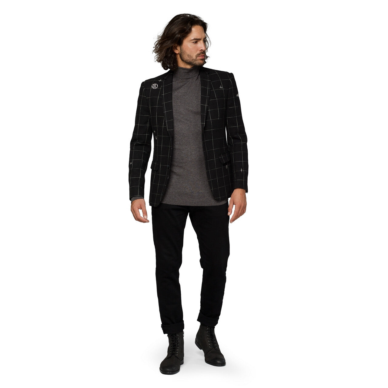 Op deze afbeelding zie je een Kostuums, van het merk Opposuits. Galaxy Map Zwart Jas Man