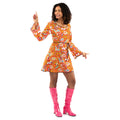 Oranje Kort Jaren 70 Hippie Soul Disco 60s Bloemen Pretty Paisley Vrouw Kostuum