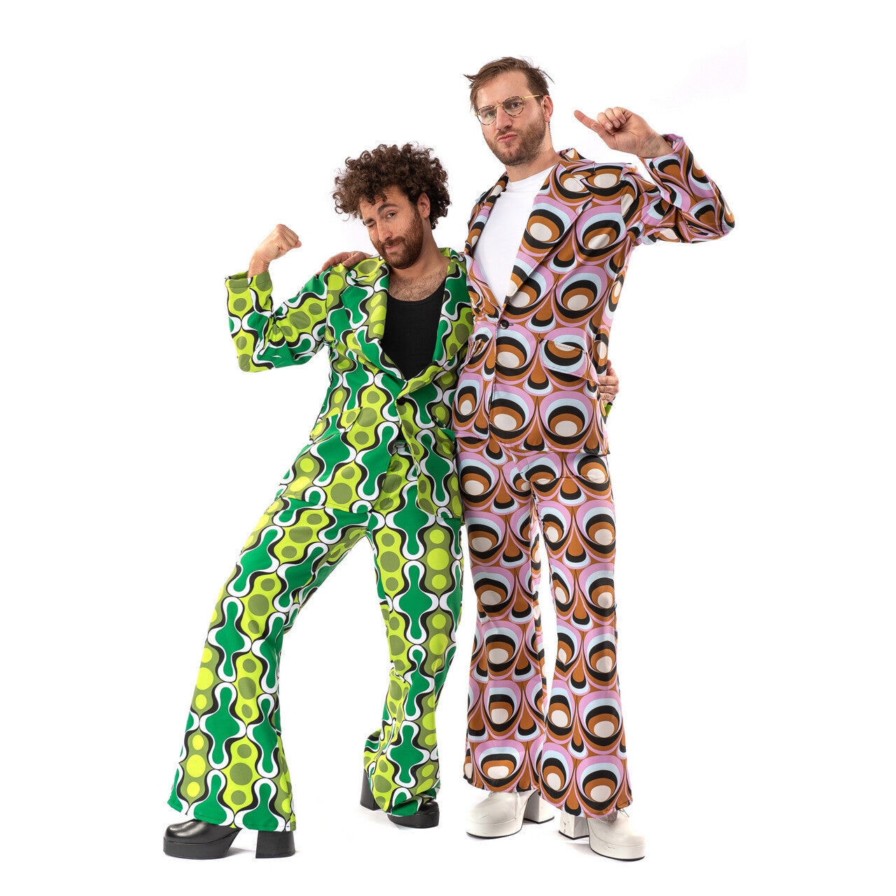 Op deze afbeelding zie je een Kostuums, van het merk Original Replicas. Jaren 70 Hippie Soul Disco 60s Ga Voor Groen Man Kostuum