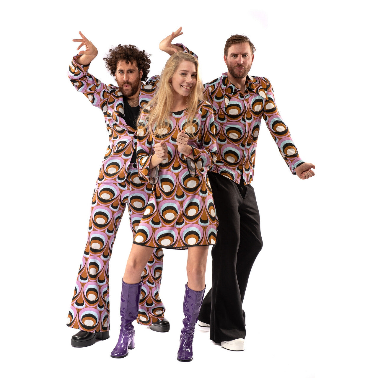 Op deze afbeelding zie je een Kostuums, van het merk Original Replicas. Jaren 70 Hippie Soul Disco 60s Psychedelische Ogen Man Kostuum