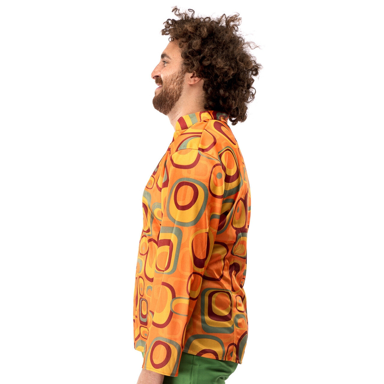 Op deze afbeelding zie je een Kostuums, van het merk Original Replicas. Jaren 70 Hippie Soul Disco 60s Agent Orange Shirt Man