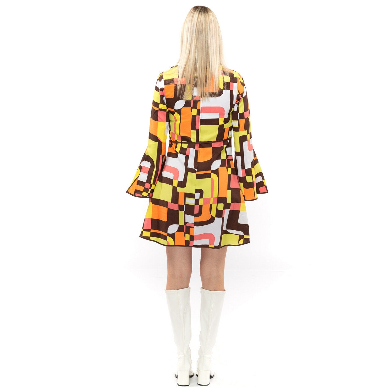 Op deze afbeelding zie je een Kostuums, van het merk Original Replicas. Jaren 70 Hippie Soul Disco 60s Dolle Lijnen Vrouw Kostuum