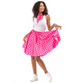 Jaren 50 Glimmend Roze Polkadot Rock And Roll Swing Vrouw Kostuum