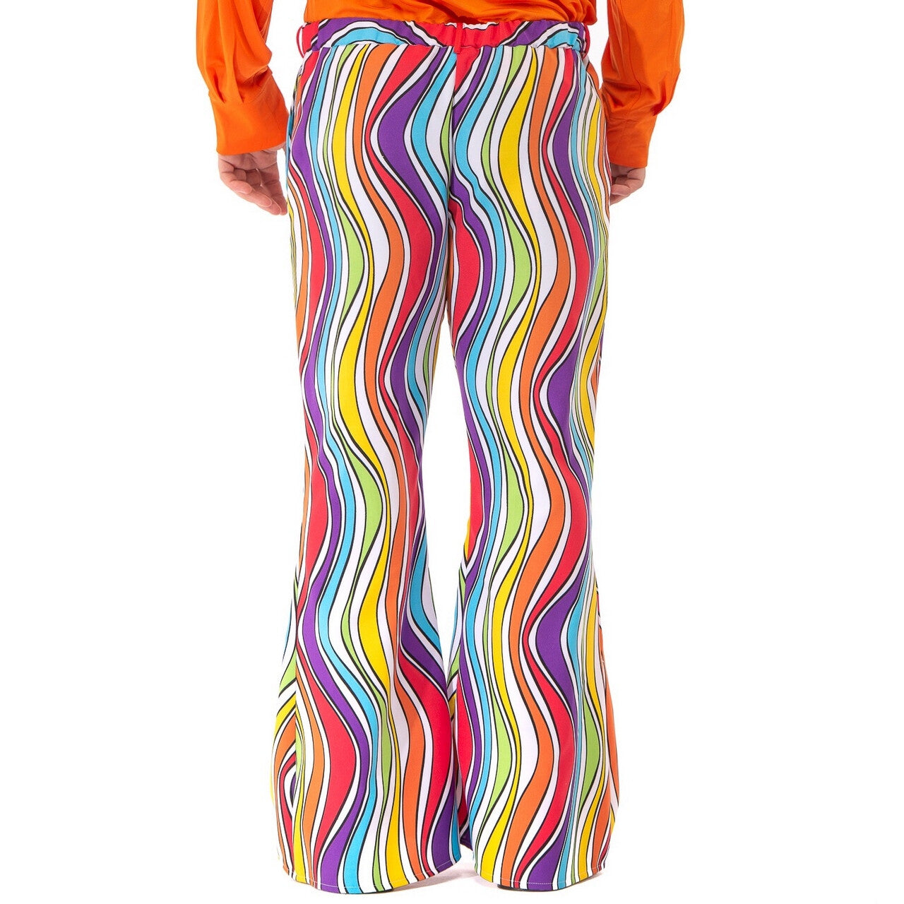 Op deze afbeelding zie je een Kostuums, van het merk Original Replicas. Jaren 60 Regenboog Flower Power Hippie Festival Broek Man