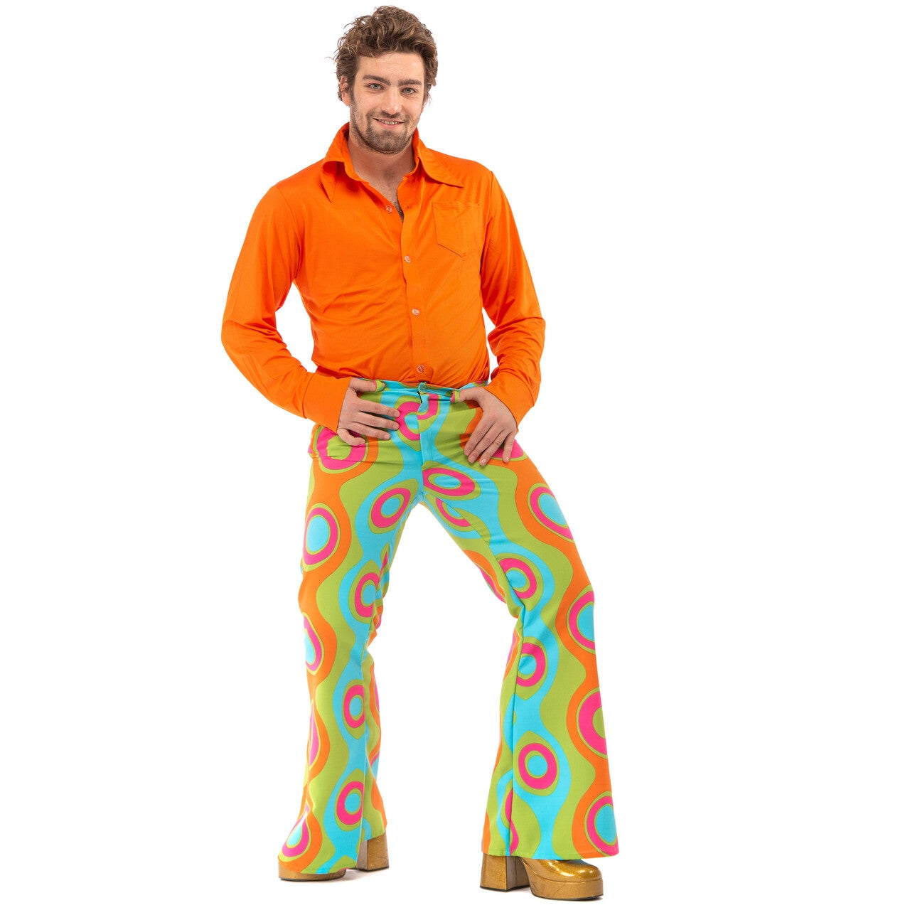 Op deze afbeelding zie je een Kostuums, van het merk Original Replicas. Jaren 60 Psychedelische Golven Flower Power Hippie Festival Broek Man