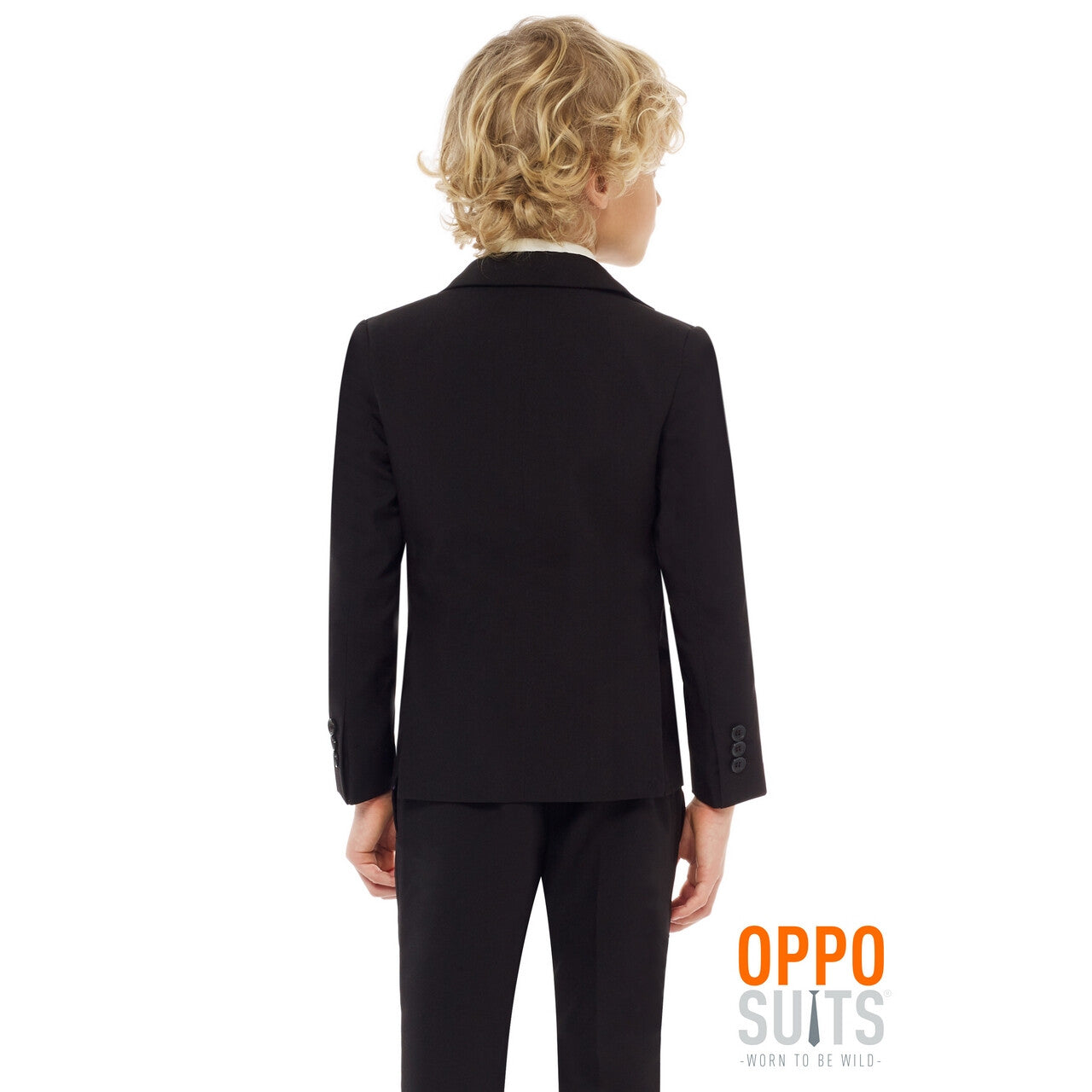 Op deze afbeelding zie je een Kostuums, van het merk Opposuits. Gitzwart Boys In Black Jongen Kostuum