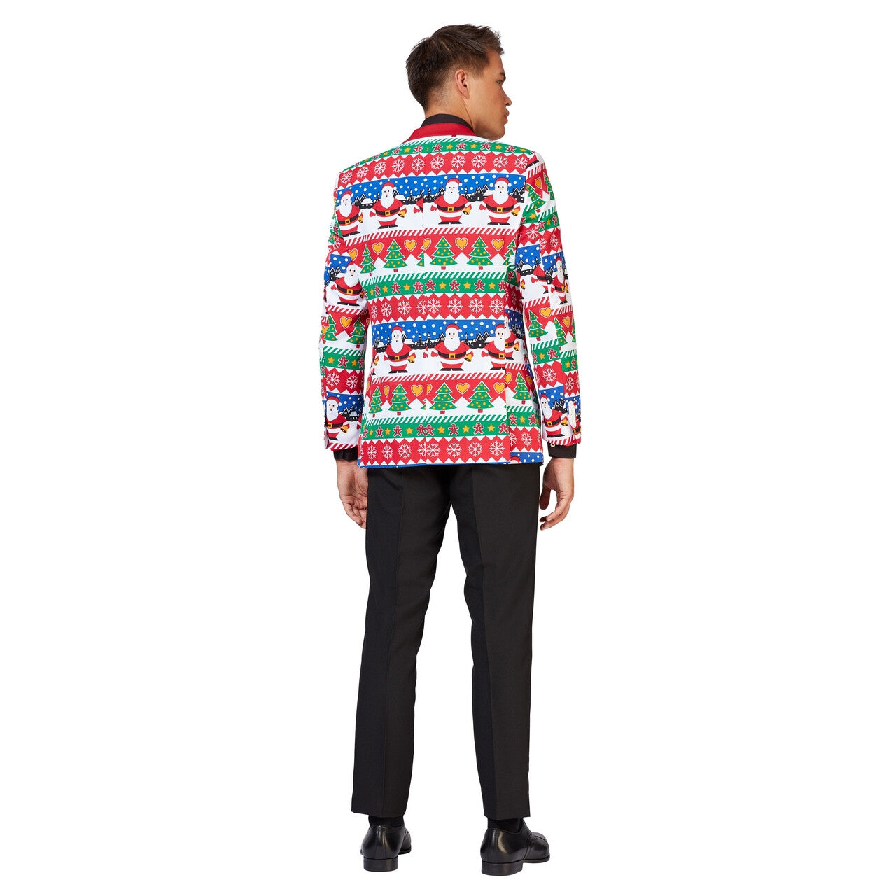 Op deze afbeelding zie je een Kostuums, van het merk Opposuits. Vrolijke Kleurrijke Snazzy Santa Colbert Man