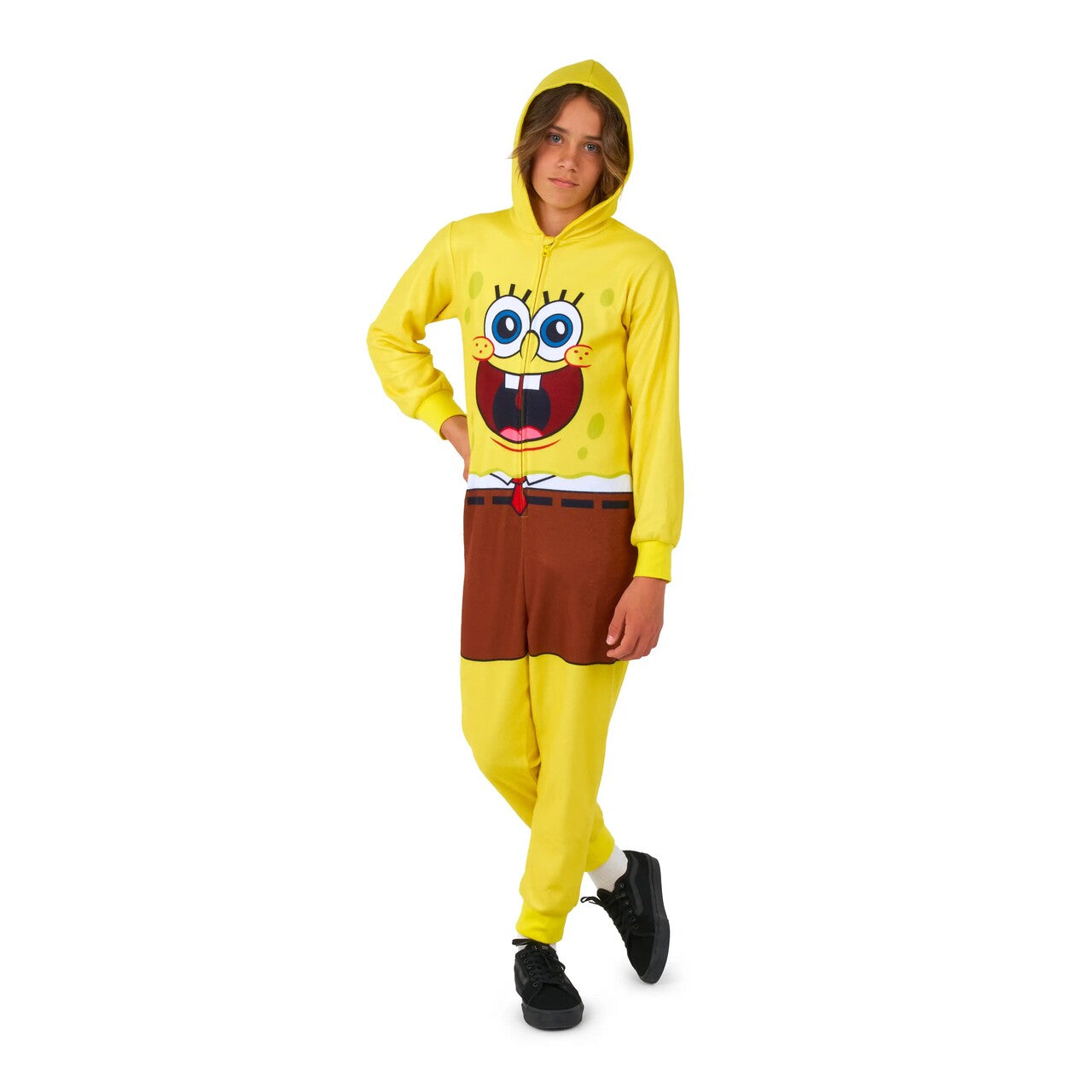 Op deze afbeelding zie je een Kostuums, van het merk Opposuits. Grappige Spongebob Onesie Kind Kostuum