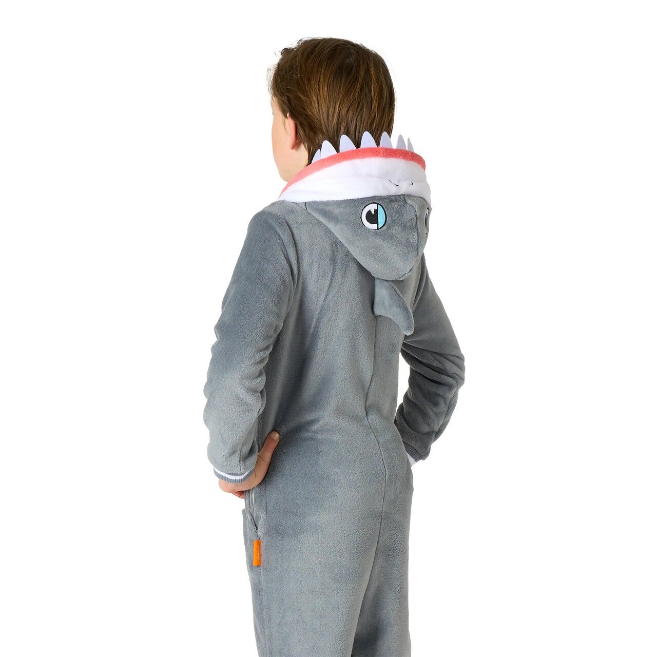Op deze afbeelding zie je een Kostuums, van het merk Opposuits. Little Shark Attack Onesie Kind Kostuum