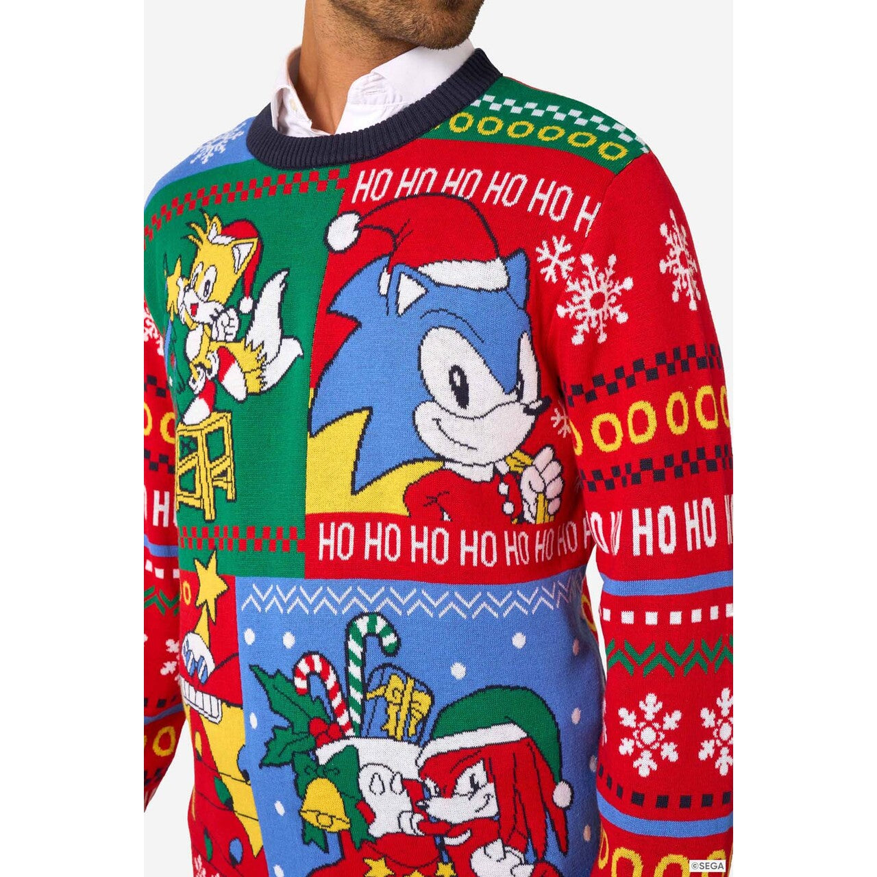 Op deze afbeelding zie je een Kostuums, van het merk Opposuits. Sonic Christmas Sweater Man