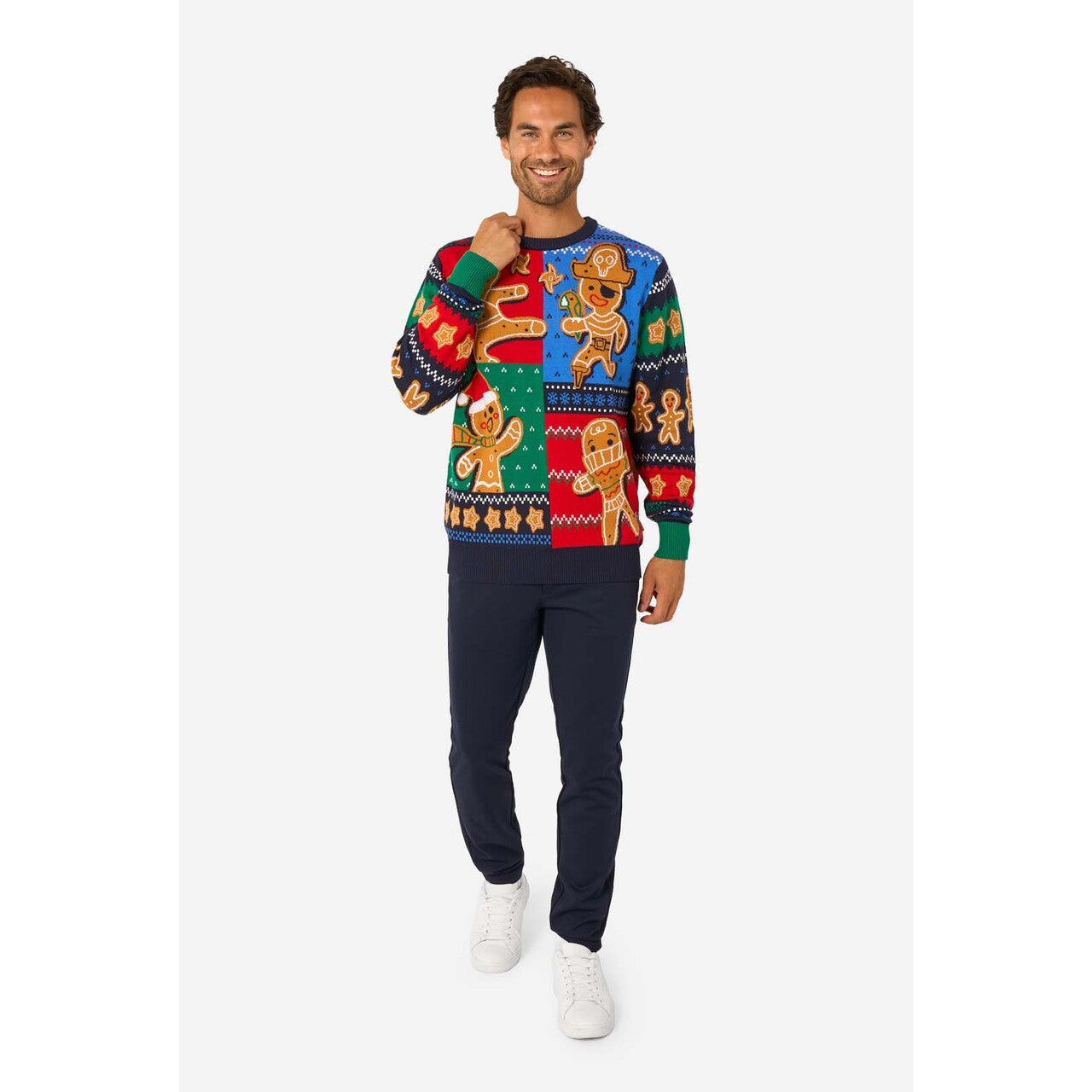 Op deze afbeelding zie je een Kostuums, van het merk Opposuits. Gingerbread Christmas Sweater Man
