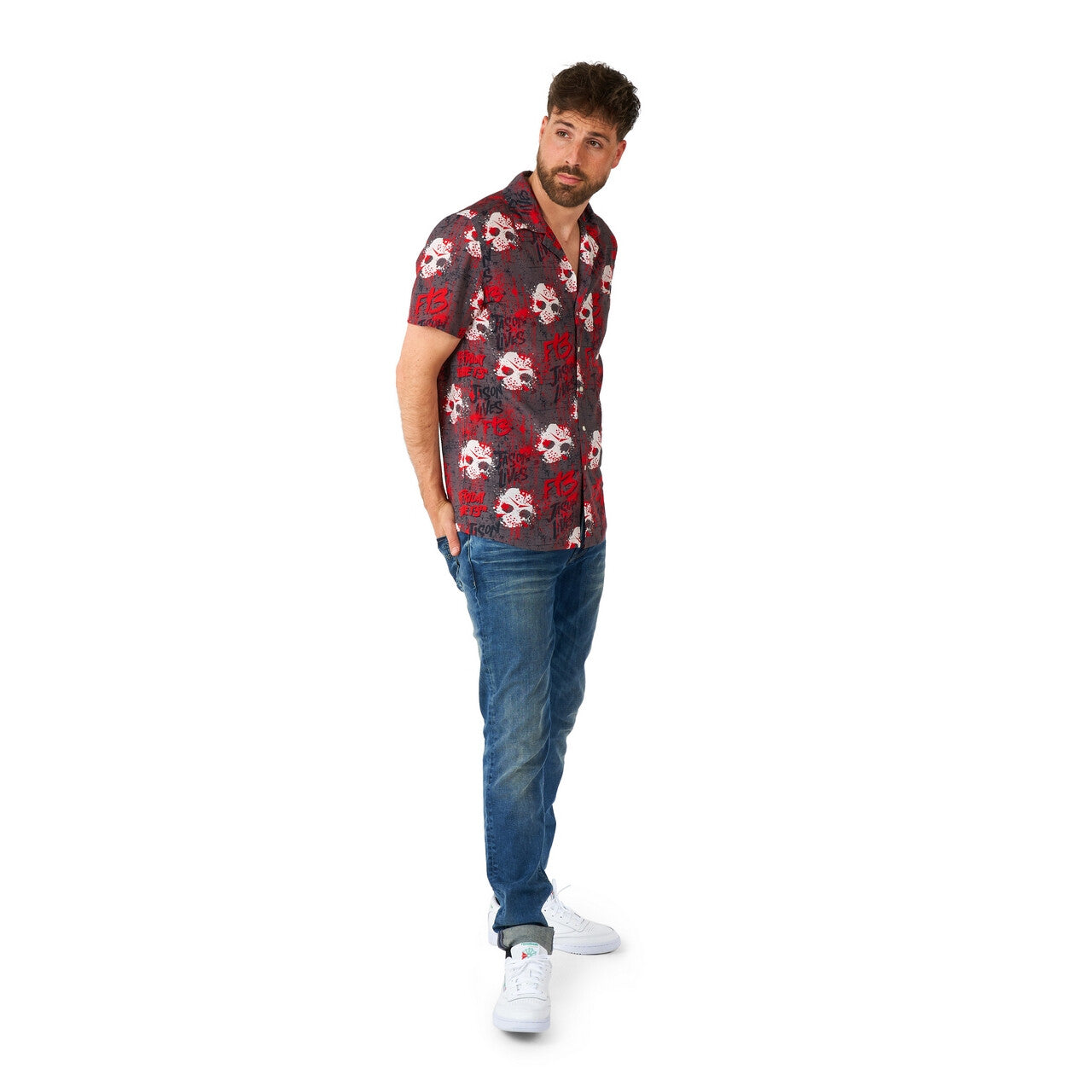 Op deze afbeelding zie je een Kostuums, van het merk Opposuits. F13 Jason Lives Shirt Man