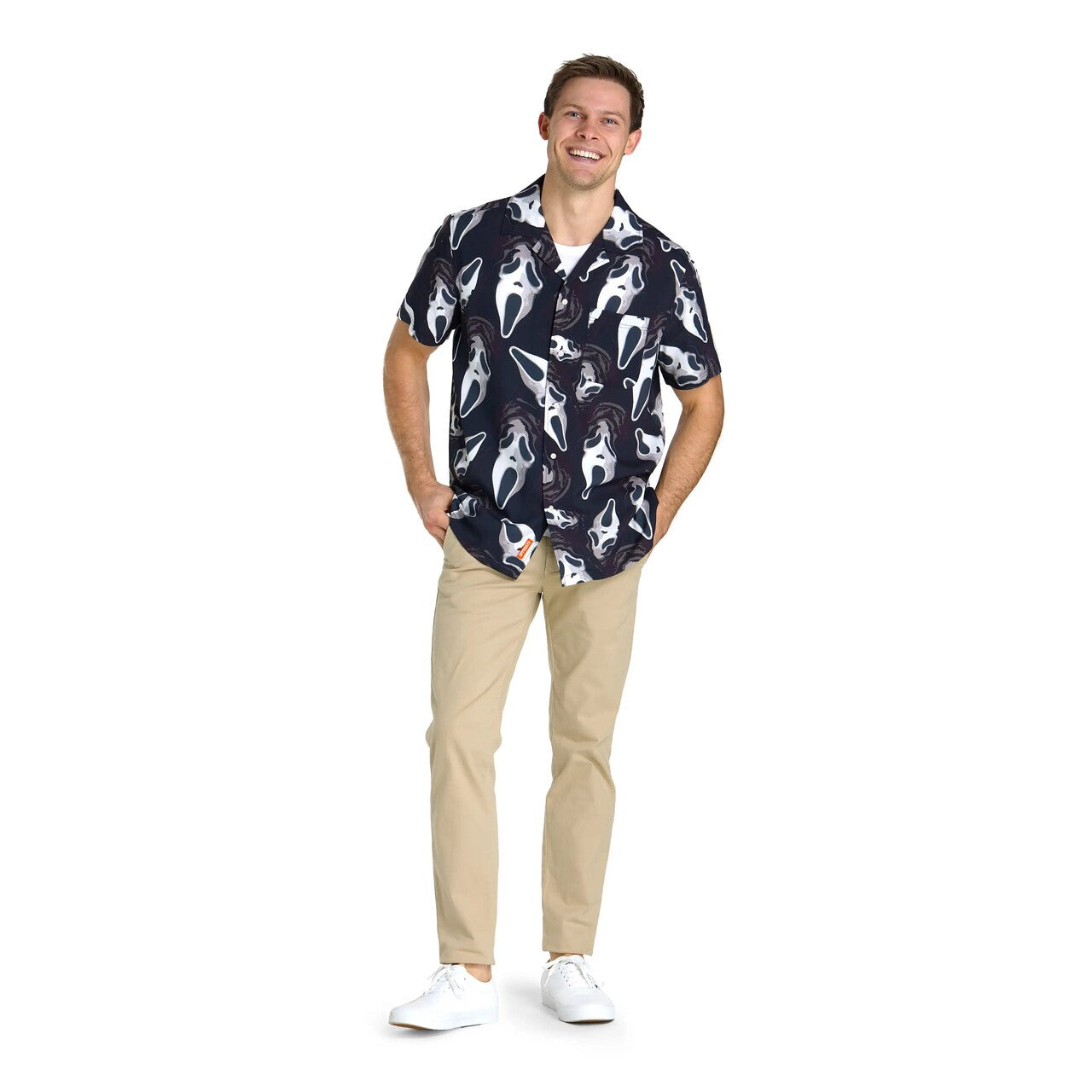 Op deze afbeelding zie je een Kostuums, van het merk Opposuits. Haunted Scream Ghostface Blouse Man