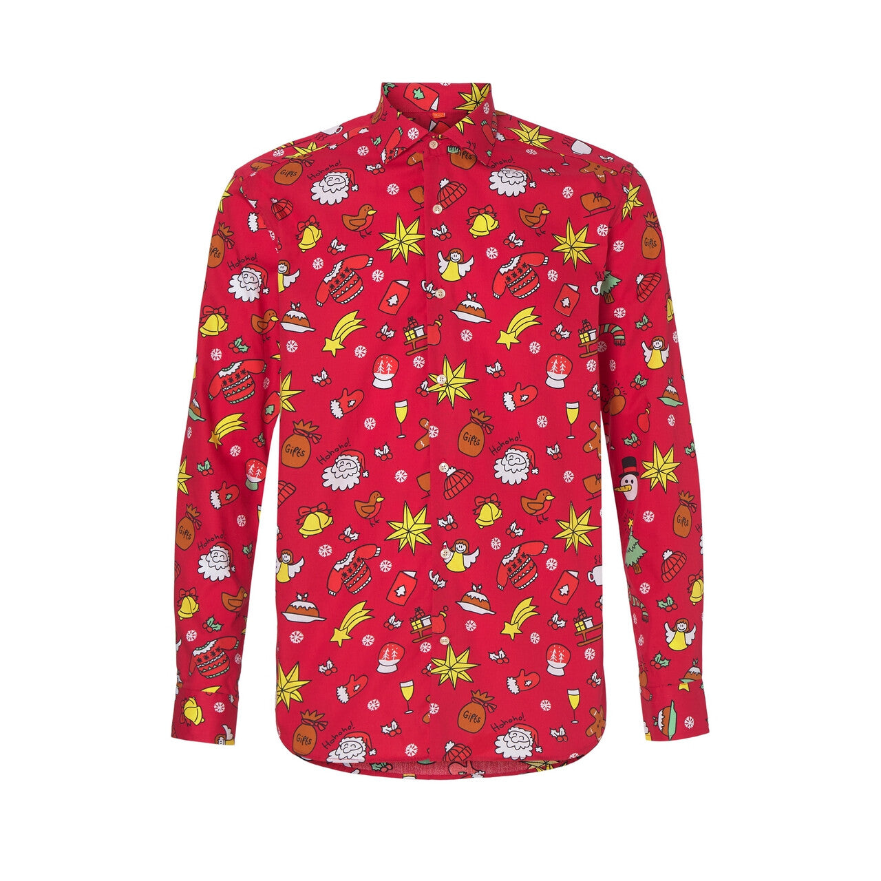 Op deze afbeelding zie je een Kostuums, van het merk Opposuits. Rode All In The Mix Christmas Doodle Blouse Man